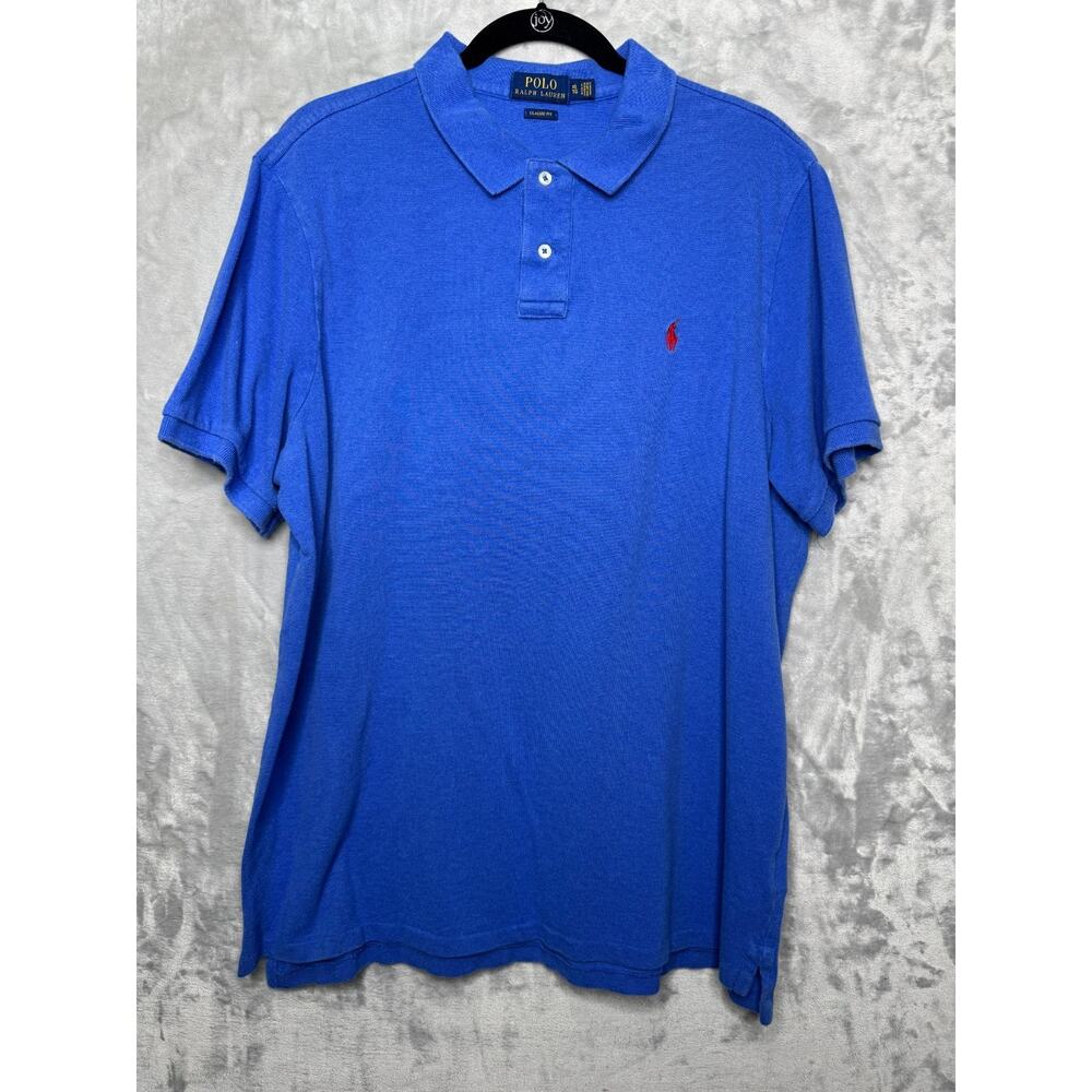 Polo Ralph Lauren Polo Shirt Men XL Bright Blue Classic Fit Pique Cotton Preppy